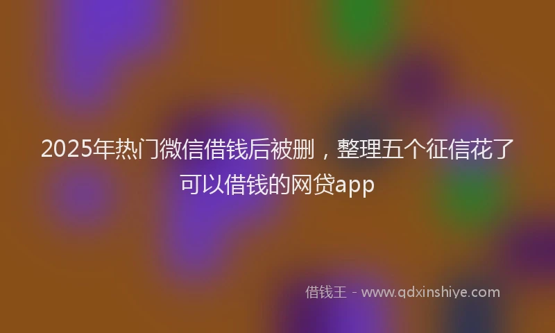 2025年热门微信借钱后被删，整理五个征信花了可以借钱的网贷app