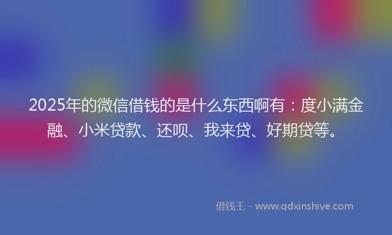 2025年的微信借钱的是什么东西啊有：度小满金融、小米贷款、还呗、我来贷、好期贷等。