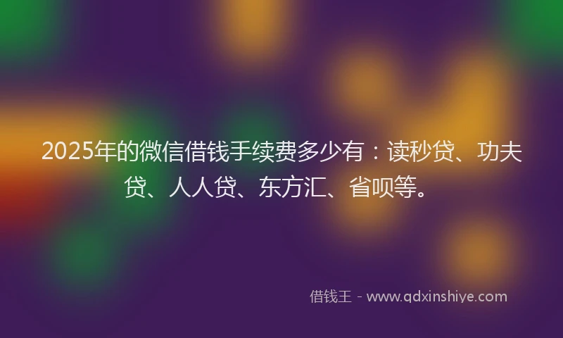 2025年的微信借钱手续费多少有：读秒贷、功夫贷、人人贷、东方汇、省呗等。