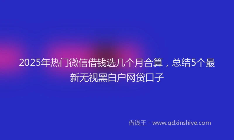 2025年热门微信借钱选几个月合算，总结5个最新无视黑白户网贷口子