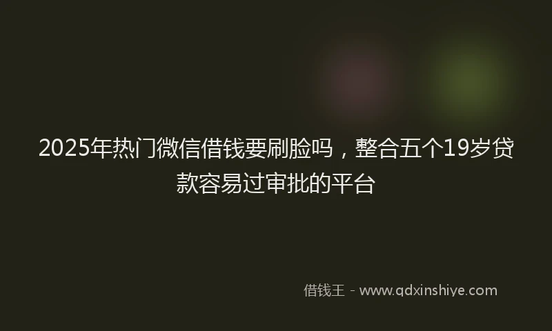 2025年热门微信借钱要刷脸吗，整合五个19岁贷款容易过审批的平台