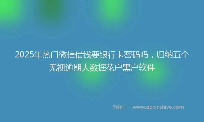 2025年热门微信借钱要银行卡密码吗，归纳五个无视逾期大数据花户黑户软件