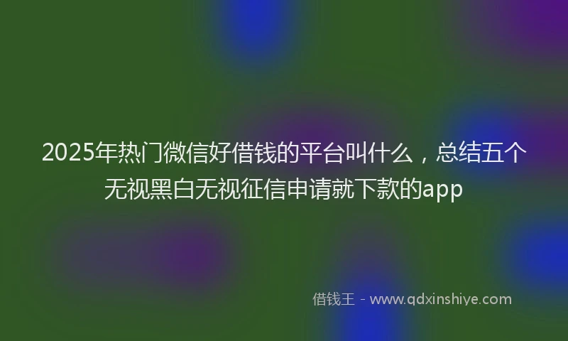 2025年热门微信好借钱的平台叫什么，总结五个无视黑白无视征信申请就下款的app