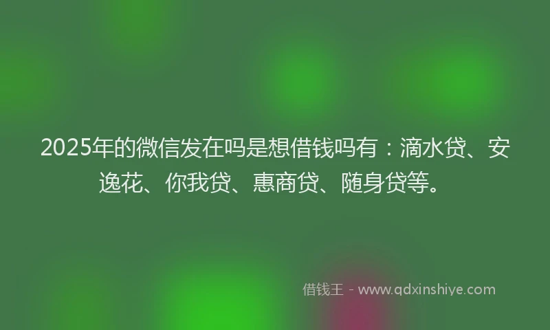 2025年的微信发在吗是想借钱吗有：滴水贷、安逸花、你我贷、惠商贷、随身贷等。