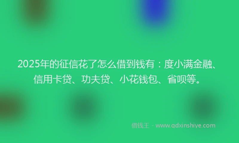 2025年的征信花了怎么借到钱有：度小满金融、信用卡贷、功夫贷、小花钱包、省呗等。
