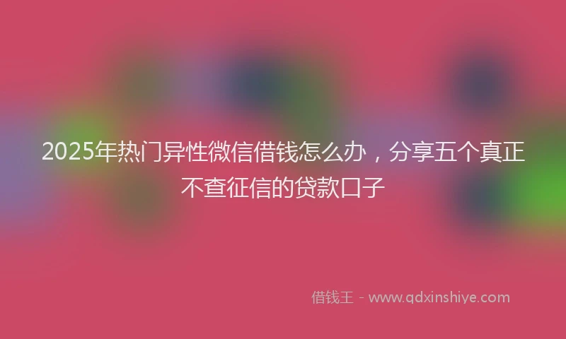 2025年热门异性微信借钱怎么办，分享五个真正不查征信的贷款口子
