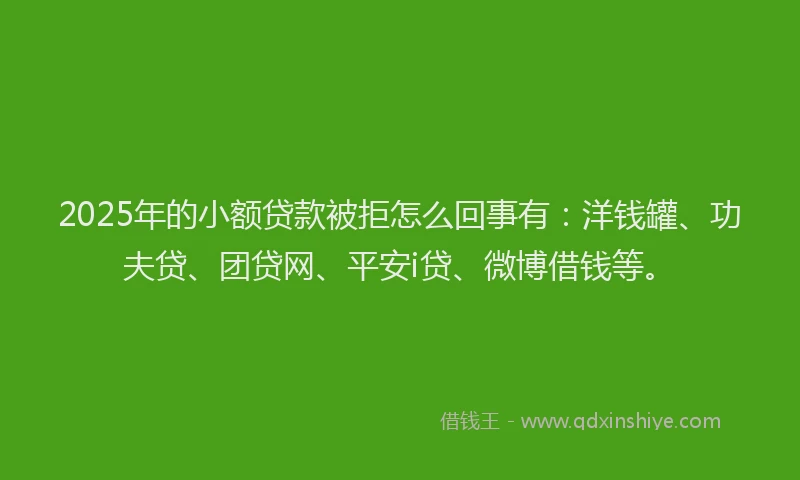 2025年的小额贷款被拒怎么回事有：洋钱罐、功夫贷、团贷网、平安i贷、微博借钱等。