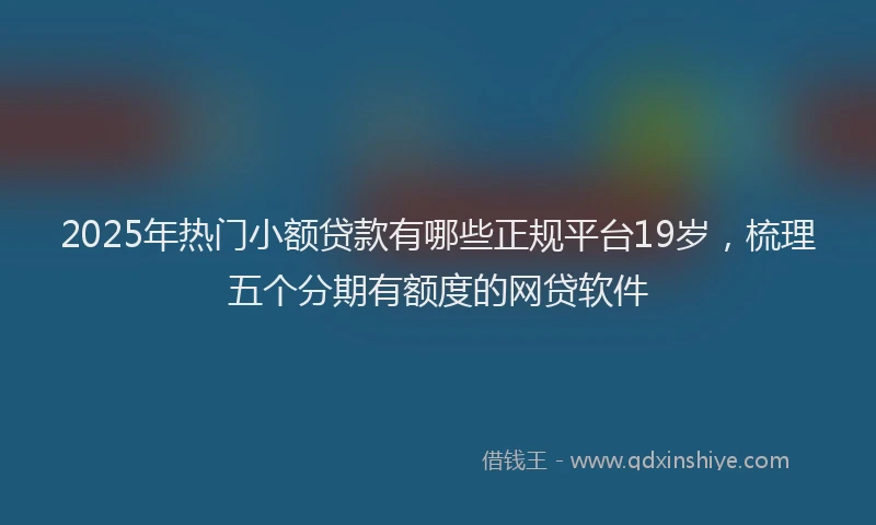 2025年热门小额贷款有哪些正规平台19岁，梳理五个分期有额度的网贷软件