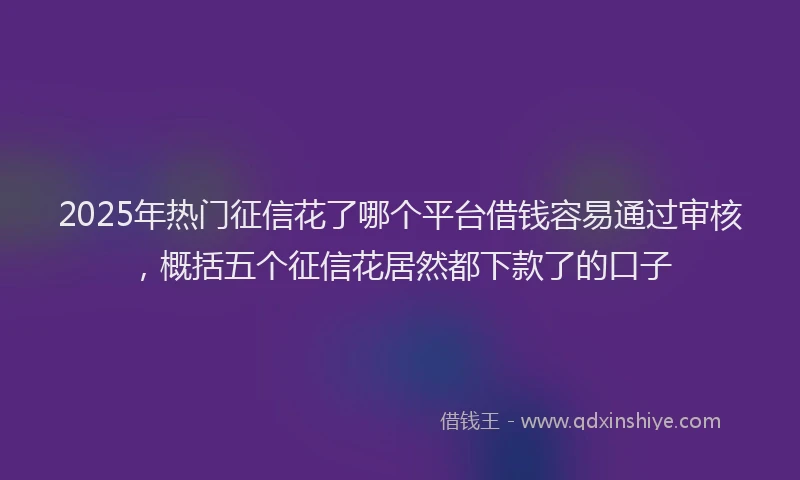 2025年热门征信花了哪个平台借钱容易通过审核，概括五个征信花居然都下款了的口子