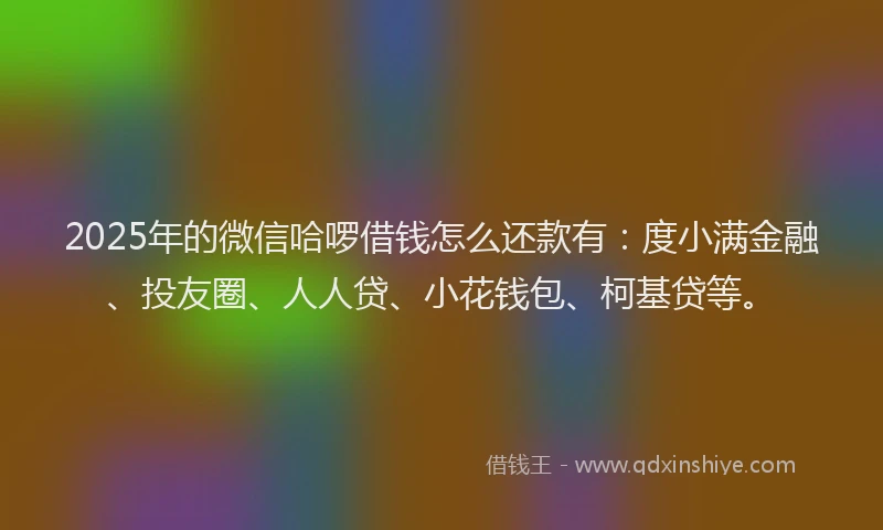 2025年的微信哈啰借钱怎么还款有：度小满金融、投友圈、人人贷、小花钱包、柯基贷等。