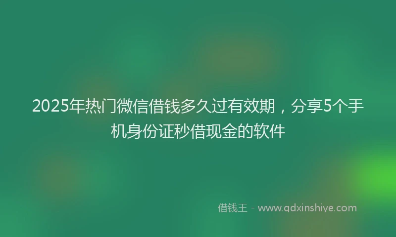 2025年热门微信借钱多久过有效期，分享5个手机身份证秒借现金的软件
