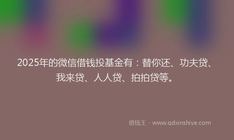 2025年的微信借钱投基金有：替你还、功夫贷、我来贷、人人贷、拍拍贷等。