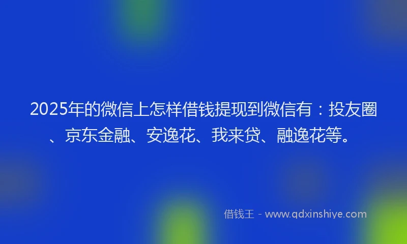 2025年的微信上怎样借钱提现到微信有：投友圈、京东金融、安逸花、我来贷、融逸花等。