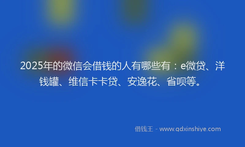 2025年的微信会借钱的人有哪些有：e微贷、洋钱罐、维信卡卡贷、安逸花、省呗等。