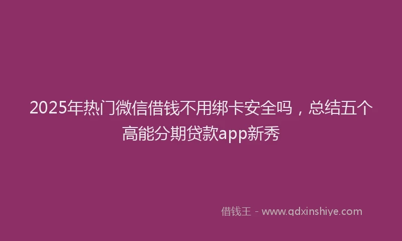 2025年热门微信借钱不用绑卡安全吗，总结五个高能分期贷款app新秀