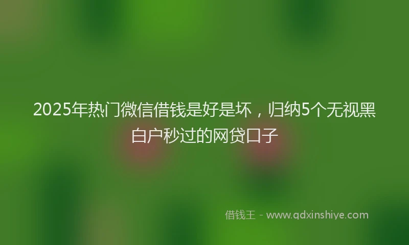 2025年热门微信借钱是好是坏，归纳5个无视黑白户秒过的网贷口子