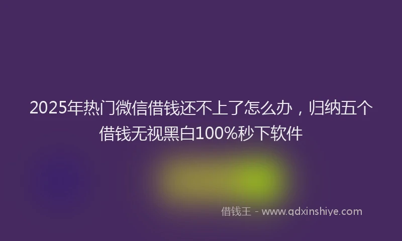 2025年热门微信借钱还不上了怎么办，归纳五个借钱无视黑白100%秒下软件