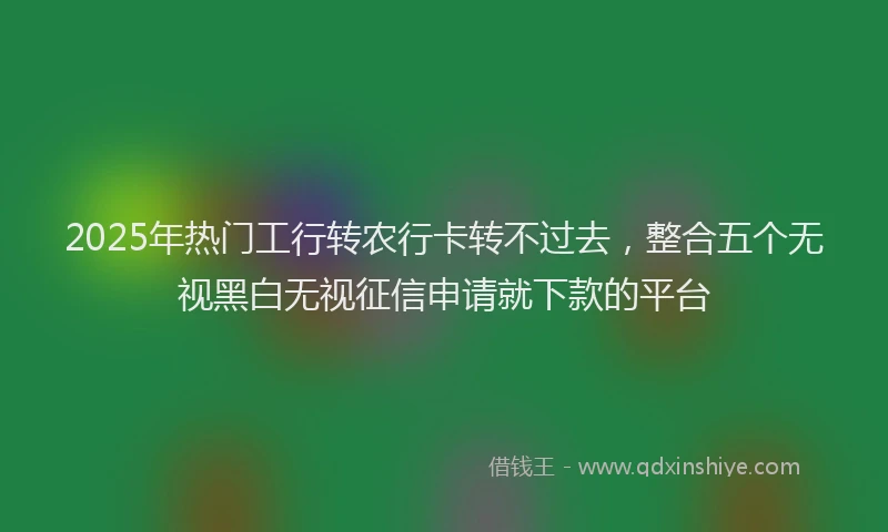 2025年热门工行转农行卡转不过去，整合五个无视黑白无视征信申请就下款的平台