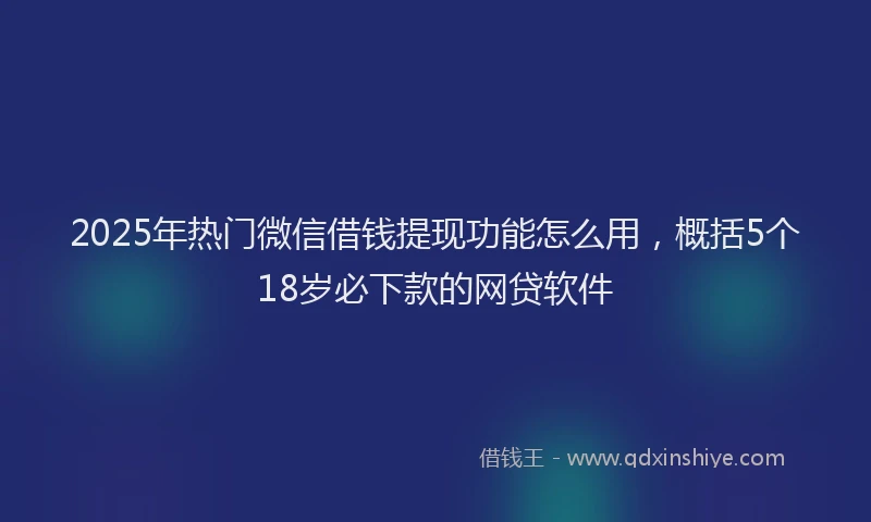 2025年热门微信借钱提现功能怎么用，概括5个18岁必下款的网贷软件