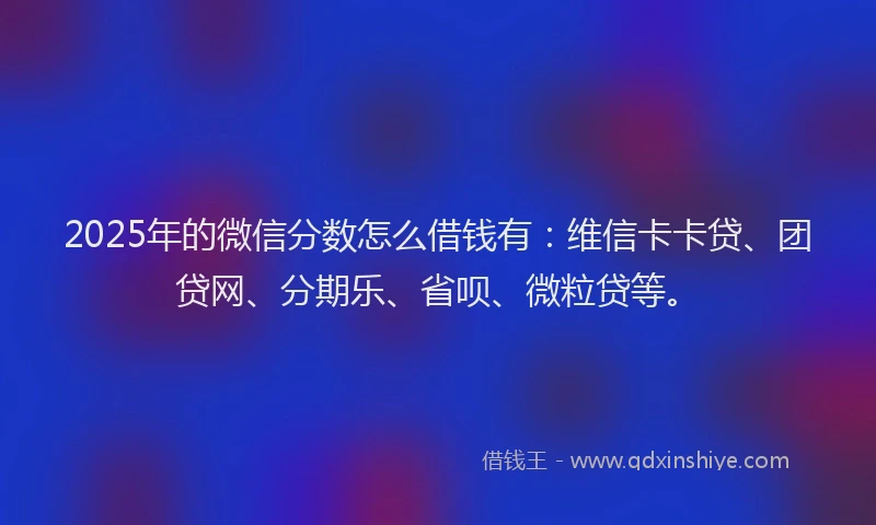 2025年的微信分数怎么借钱有：维信卡卡贷、团贷网、分期乐、省呗、微粒贷等。