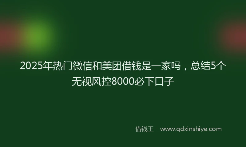 2025年热门微信和美团借钱是一家吗，总结5个无视风控8000必下口子