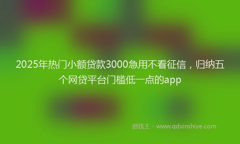 2025年热门小额贷款3000急用不看征信，归纳五个网贷平台门槛低一点的app