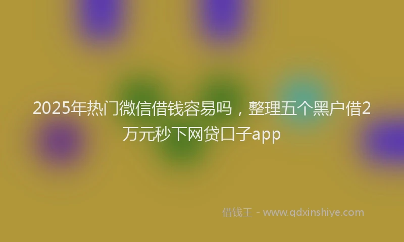 2025年热门微信借钱容易吗，整理五个黑户借2万元秒下网贷口子app