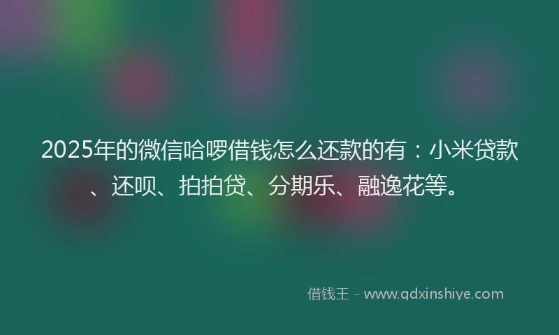 2025年的微信哈啰借钱怎么还款的有：小米贷款、还呗、拍拍贷、分期乐、融逸花等。