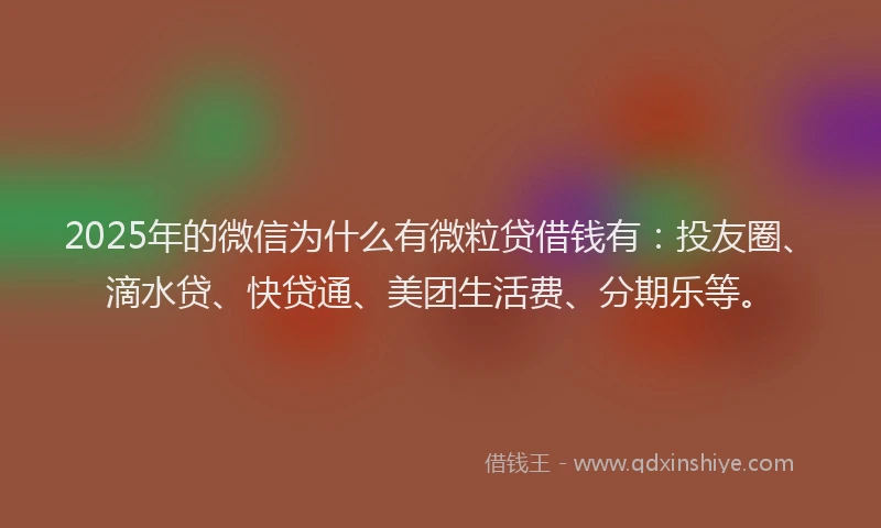 2025年的微信为什么有微粒贷借钱有：投友圈、滴水贷、快贷通、美团生活费、分期乐等。