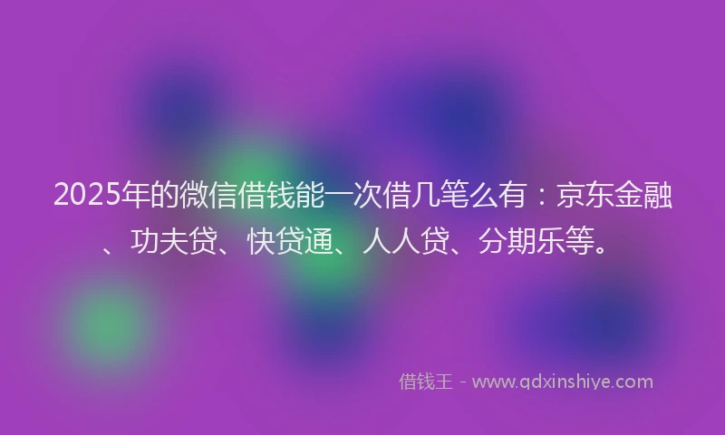 2025年的微信借钱能一次借几笔么有：京东金融、功夫贷、快贷通、人人贷、分期乐等。
