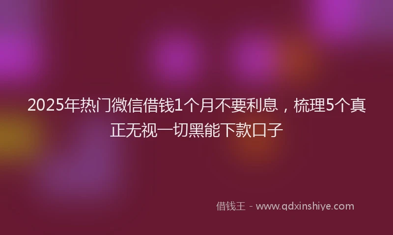 2025年热门微信借钱1个月不要利息，梳理5个真正无视一切黑能下款口子