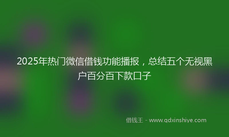 2025年热门微信借钱功能播报，总结五个无视黑户百分百下款口子