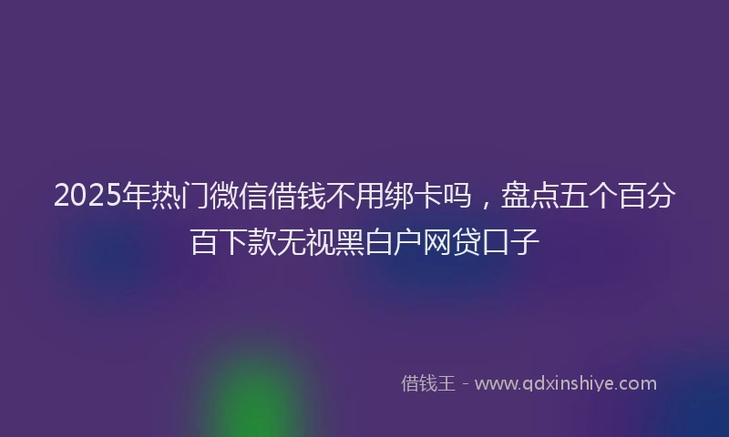 2025年热门微信借钱不用绑卡吗，盘点五个百分百下款无视黑白户网贷口子