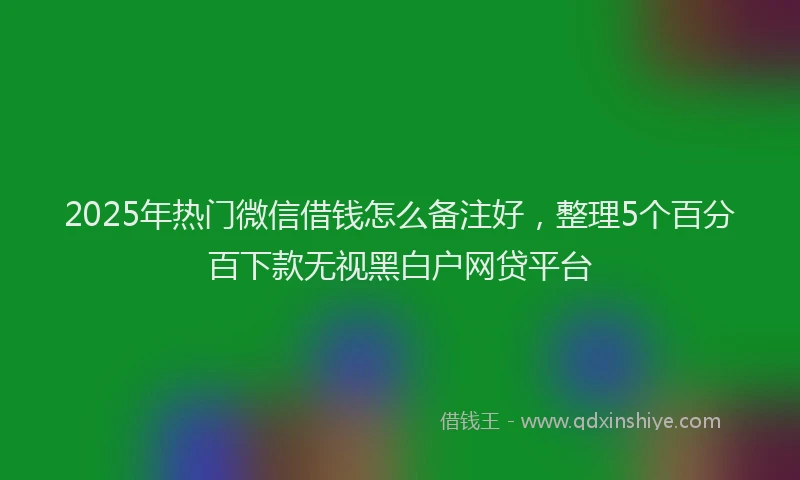 2025年热门微信借钱怎么备注好，整理5个百分百下款无视黑白户网贷平台