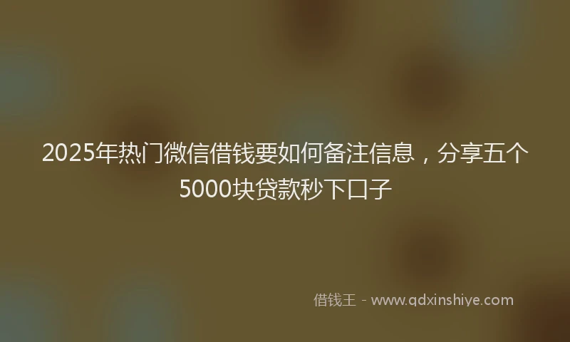 2025年热门微信借钱要如何备注信息，分享五个5000块贷款秒下口子