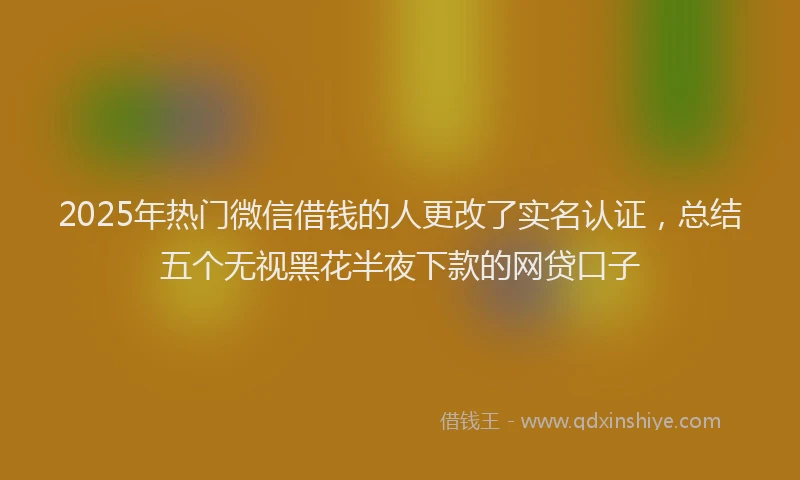 2025年热门微信借钱的人更改了实名认证，总结五个无视黑花半夜下款的网贷口子