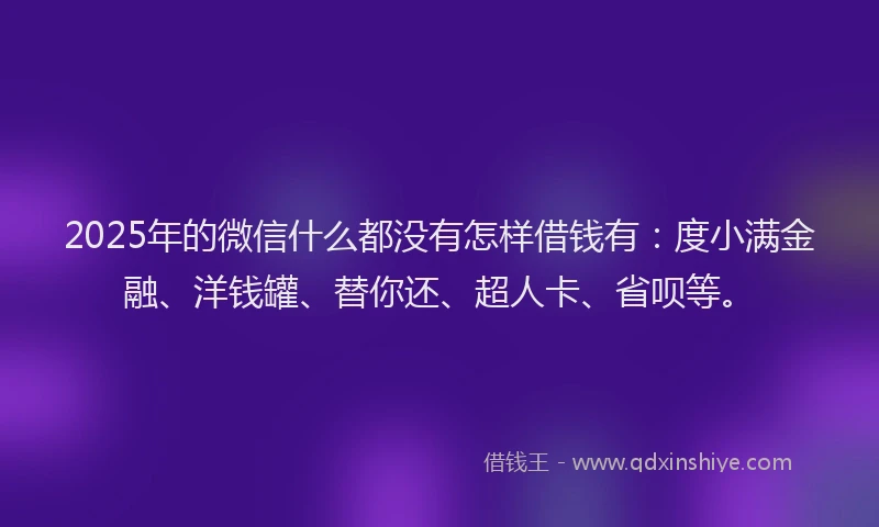 2025年的微信什么都没有怎样借钱有:度小满金融、洋钱罐、替你还、超人卡、省呗等。