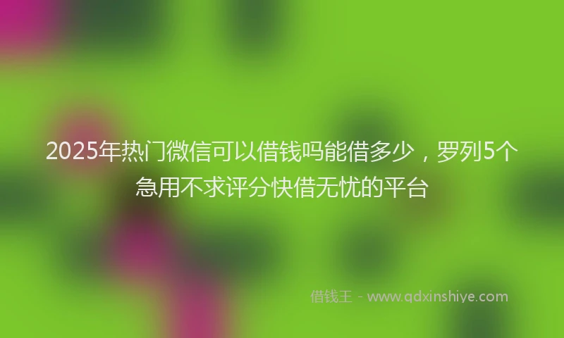 2025年热门微信可以借钱吗能借多少，罗列5个急用不求评分快借无忧的平台