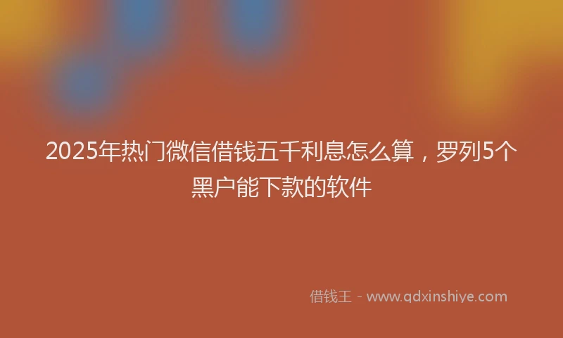 2025年热门微信借钱五千利息怎么算，罗列5个黑户能下款的软件