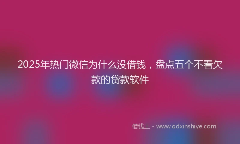 2025年热门微信为什么没借钱，盘点五个不看欠款的贷款软件