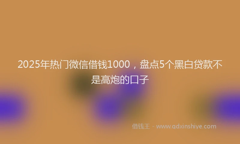 2025年热门微信借钱1000，盘点5个黑白贷款不是高炮的口子
