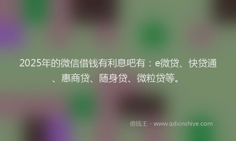 2025年的微信借钱有利息吧有：e微贷、快贷通、惠商贷、随身贷、微粒贷等。