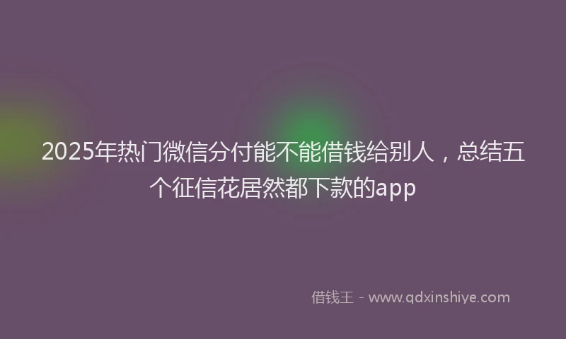 2025年热门微信分付能不能借钱给别人，总结五个征信花居然都下款的app