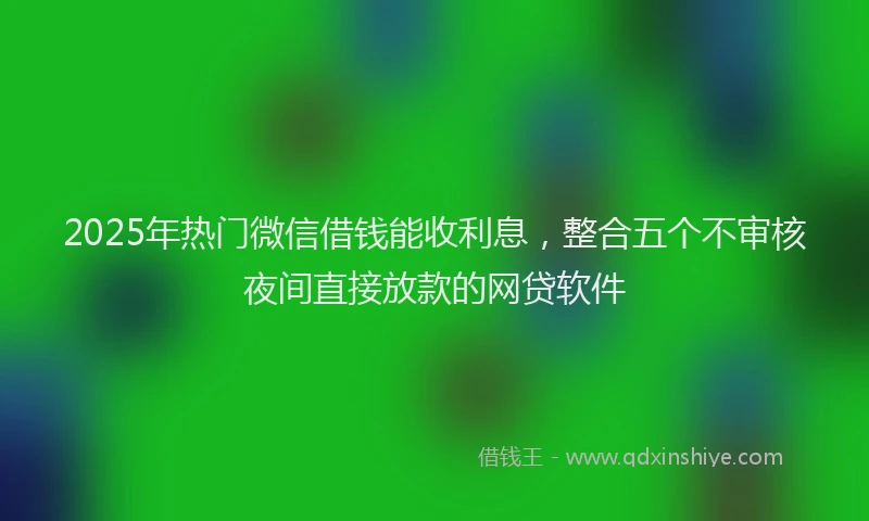 2025年热门微信借钱能收利息，整合五个不审核夜间直接放款的网贷软件