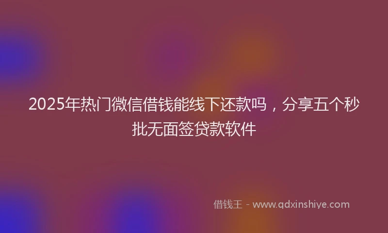 2025年热门微信借钱能线下还款吗，分享五个秒批无面签贷款软件