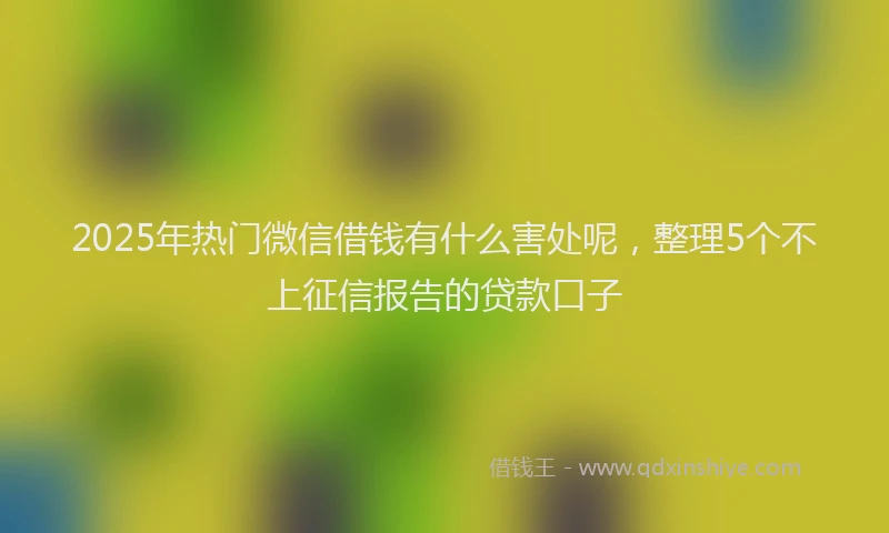 2025年热门微信借钱有什么害处呢，整理5个不上征信报告的贷款口子