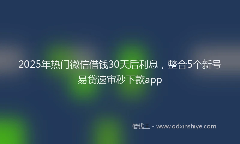 2025年热门微信借钱30天后利息，整合5个新号易贷速审秒下款app