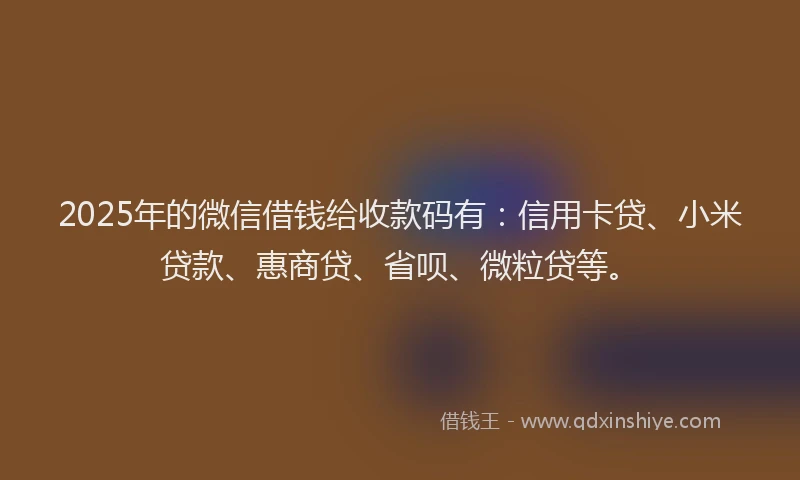 2025年的微信借钱给收款码有：信用卡贷、小米贷款、惠商贷、省呗、微粒贷等。