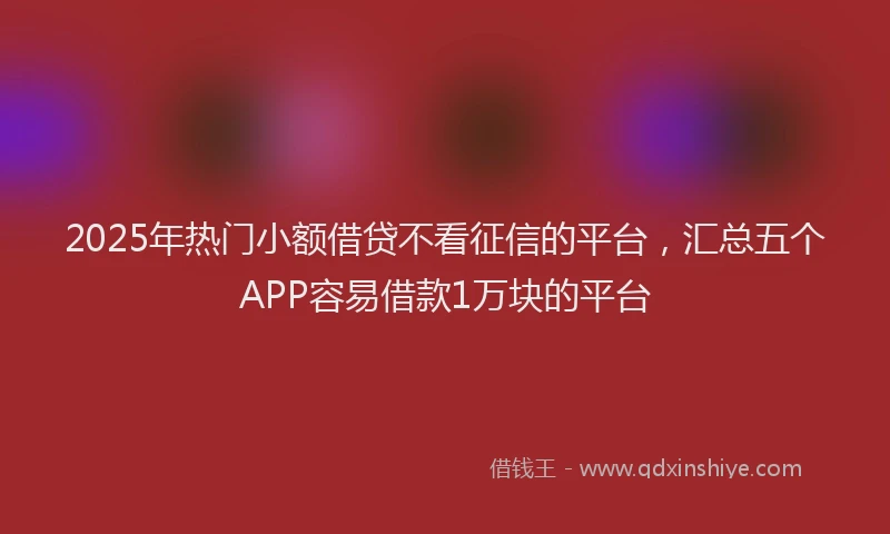 2025年热门小额借贷不看征信的平台，汇总五个APP容易借款1万块的平台