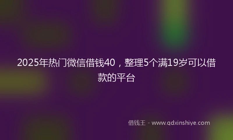 2025年热门微信借钱40，整理5个满19岁可以借款的平台